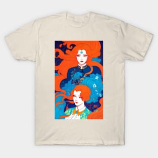 Art Deco Woman Red Head T-Shirt